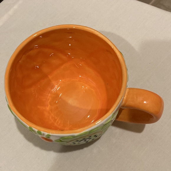 Clay Art Oversized Floral Owl Mug Cup Colorful Design with Orange Inside 18oz - Picture 5 of 8